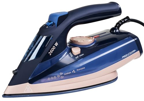 Proficare, strykjärn, 2600 W, PC-DB3126, blå-rosa, ångstrålefunktion, vertikal ånga, självrengörande, 3 ångnivåer, behållare 300 ml, mjukt grepp, anti-dropp och anti-kalk