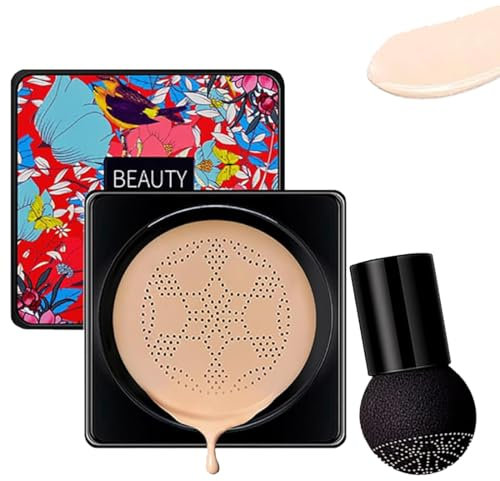 Mushroom Head CC Creme, Crème CC air Cushion avec Tête de Champignon, Mushroom Head Fond de Teint Couvrant, de teint uniforme, Hydratant & Contrôle du Pétrole(Naturelle)