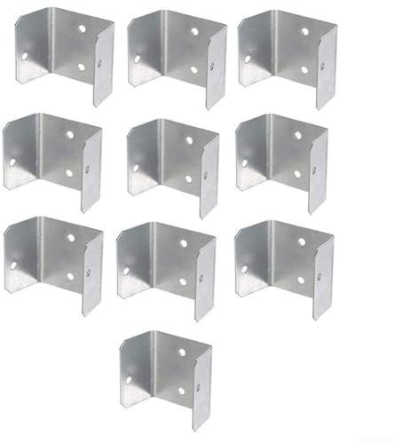 Gdfnmogo10Pcs Galvanized Steel Fence Panel Clips, 32-50mm Post Mounting Brackets, Metal Trellis Support Grips, Garden Fence Fasteners, Fence Clips(35mm)