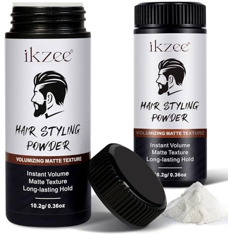 Men Hair Styling Powder, polvere per capelli da uomo, confezione da 2 cipria per capelli da uomo con look naturale, texture opaca, tenuta duratura senza olio o residui oleosi, facile da applicare