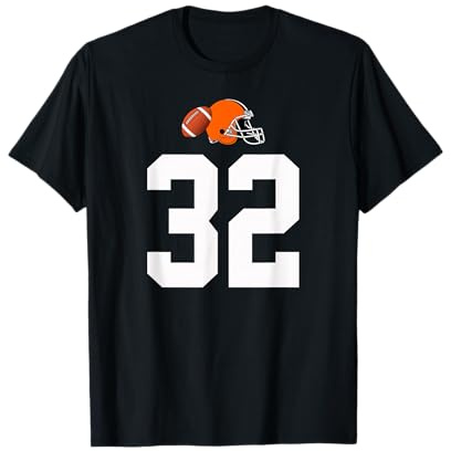 Americano Fútbol Casco Estilo Vintage Número 32 Camiseta