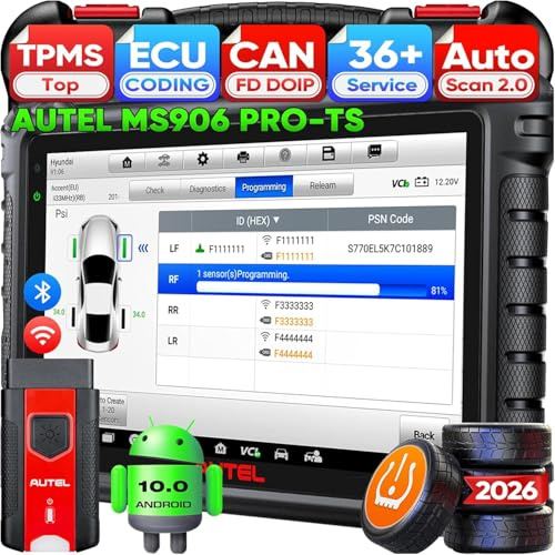 Autel MaxiSYS MS906 PRO-TS Diagnosegerät Auto, 2026 Fortschrittliche TPMS | MS906 Pro TS Ver Verbesserter MS906MAX MS906PRO MP900TS MP900BT, CAN FD&DoIP, Bidirektionales, 3K+ Aktive Tests, 36+ Dienste
