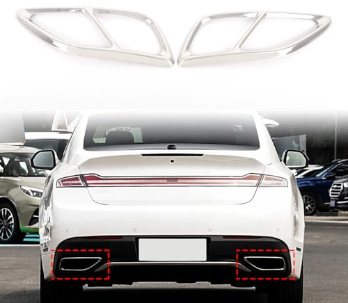 Tail Pipe Trim Compatible with Lincoln MKZ 2017-2021 Stainless Steel Car Exterior Exhaust Pipe Mufflers Cover Rear Bumper Cylinder Exhaust Pipe Cover Decorate Accessories (Silver)