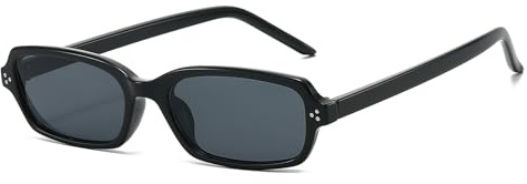 LJCZKA Retro Rechteckige Sonnenbrille für Damen Herren Klein Schmal Sonnenbrille Mode Eckig Brille 90er Jahre mit UV400 Schutz