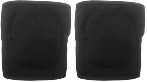 2pcs Knee Protector Pads with Patella Stabilization for Outdoor Training | Neoprene and Ok Cloth, Universal Size with Two-way Adjustment, Black Finish for Yoga, Pilates, Cyclists
