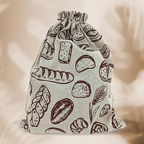 Large Organic Linen Bread Bag, Reusable Bread Bags with Drawstrings, No Plastic, Easy to Clean Perfect for Snacks, Clothes, Bread