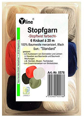 Sortiment Stopfgarn Stopftwist 6 Knäuel 100% Baumwolle (Standard), sl, 0576