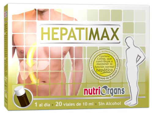 Hepatimax para Limpieza del Hígado - Detox Hígado con Alcachofa, Cardo Mariano, Rabano Negro, Desmodio, Boldo y Cúrcuma - Reforzado con Colina para Desintoxicar, Limpiar y Depurar - 20 Viales Tongil