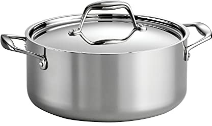 Tramontina 80116/025DS Gourmet - Horno holandés de acero inoxidable (apto para inducción, triple capa, 5 cuartos, certificado NSF)