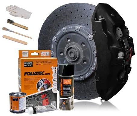Foliatec Bremssattel Lack Set, Hitzebeständig, Komplettsatz für 4 Bremssättel, Midnight Black matt, 7-teiliges Set