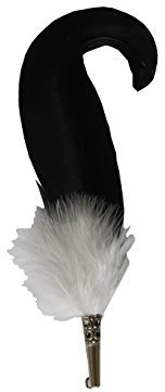 Breiter Echte Hutfeder Hutanstecker von Gans und Putenflaum Handgemacht Accessoire für den Trachtenhut – Inkl. Hülse – 15 x 3 cm Schwarz