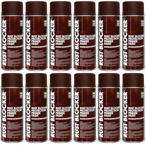 12er Sparpack 400 ml Rust Blocker 4in1 Metallschutzlack Rost Stop Lack BRAUN matt RAL 8017 , 4in1 -Haftvermittler - Aktiver Rostschutz - schnelltrocknender Lack - effektiver Schutz