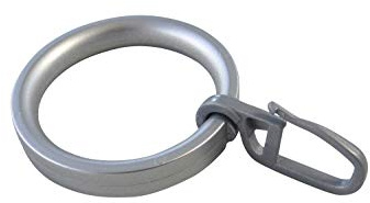 Gardinenringe Vorhangringe Flachringe mit Faltenhaken - Ring Ø 32 x 43 mm für Gardinenstangen Ø 20 mm - Kunststoff - 10 Stück (Chrom matt)