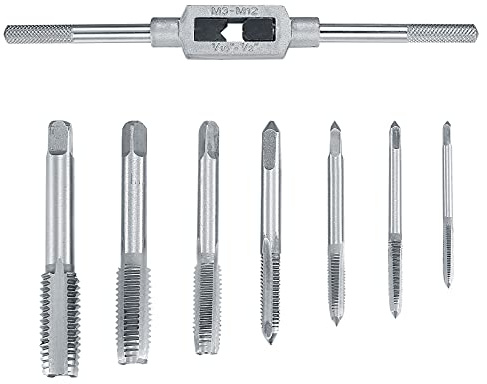 8 Pcs Tap Wrench Set, Adjustable Reamer Thread Tap Metric Set, Metal Thread Insert Machine Ratcheting Screw for Tapping, M3/M4/ M5/M6/M8/M10/M12