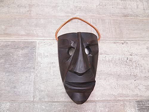 maschera da parete mamuthones larga legno sardegna 16 x 10 cm ARTIGIANATO SARDO ART 4