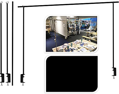 URBNLIVING 240cm Metal Over Table Hanging decoration Display Rod Rail Pole With Clamp (Black)