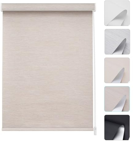 Changshade Size Custom Corded Roller Shades, Blackout Roller Window Blinds with Thermal Insulated for Office, Living Room, Bedroom, Kitchen, Easy Installation Brown CML-ROL-BW-A