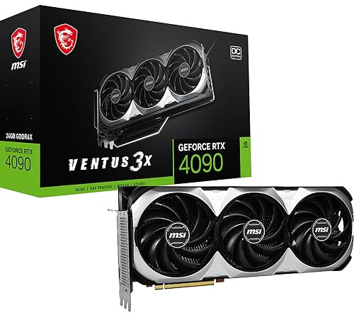 MSI GeForce RTX 4090 Ventus 3X 24G OC Grafikkarte - GPU, 24GB GDDR6X (21Gbits/384-Bit), PCIe 4.0 - 3 x TORX 4.0 Lüfter - HDMI 2.1a, DisplayPort 1.4a