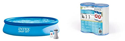 Intex kit Piscine Easy Set autoportante (ø) 3,96 x (h) 0,84m & Lot de 2 Cartouches a