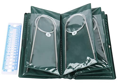 Aeelike Circular Knitting Needles 60cm, Metal Circular Needles Set for Beginners, Fixed Cable Round Knitting Needles with Case and Needle Gauge, Circular Knitting Pins for Socks Hats Necklines Project