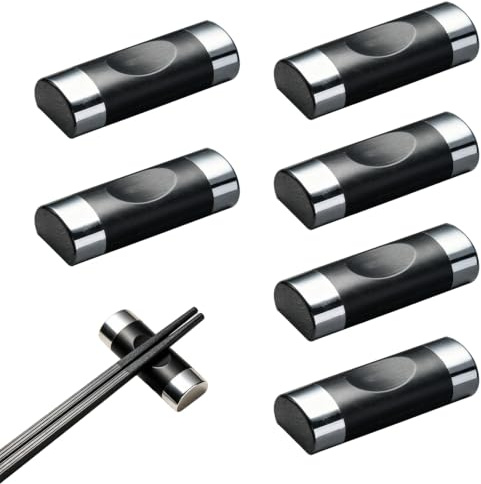 Vastsea 6 stycken ätpinnar hyllor, ätpinnar hållare återanvändbara, svarta bestickförvaring, rostfritt stål, 6 x 2,2 x 1,3 cm, för restaurang, hotelltillbehör (silver)