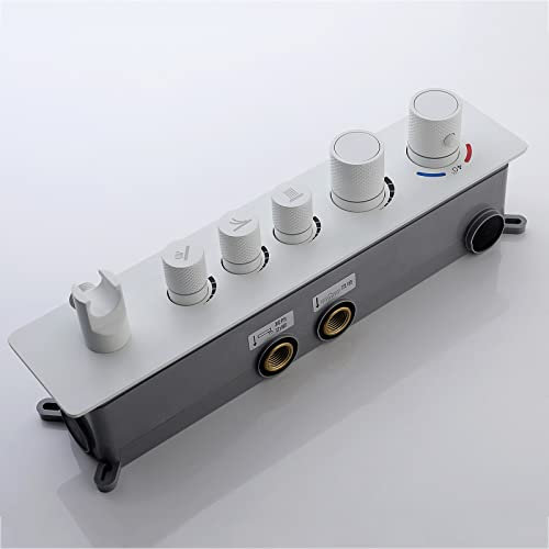 Boyuan Unterputz Thermostat Duscharmatur 3 Funktionen Mischbatterie Dusche Brausebatterie, 40°C Duschthermostat Messing Brausethermostat, Duscharmaturen Mit Brausehalter