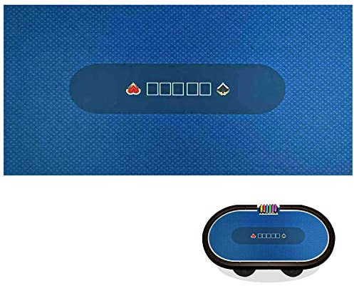 Luckin Sports Texas Hold'em Professionelle Tischdecke für 10 Spieler, Poker und Glücksspiel, 274 x 142 cm, 100 % strapazierfähiger Filzstoff, staubdicht und wasserdicht, waschbar und bügelbar, Blau