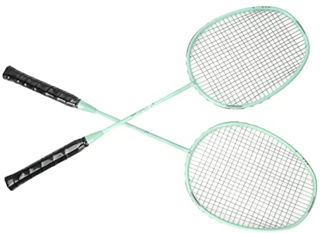 Wakects Badmintonracket sport set om 2, fjäderbollracket lätt glas kollegering badmintonracket med nylonhandtag och racketväska för nybörjare, turkos K168