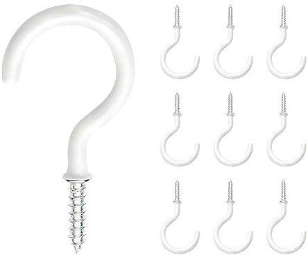 Qrity 20 Stück Schraubhaken Weiß, Deckenhaken 33mm, Hakenschraube, Becherhaken Ösenhaken Wandhaken für Küche Garten Decke hängen
