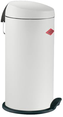 WESCO klassischer Tretabfallsammler CAPBOY MAXI in der Farbe weiß, pulverbeschichtetes Stahlblech, Metalleinsatz aus 22 Liter Volumen, Kunststoff-Fußtritt