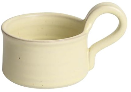 CAPIJIONG Taza de café de cerámica gruesa japonesa retro de 270 ml con mango alto y taza de cerámica moldeada, taza de café de cerámica gruesa de mango alto, estilo corto, amarillo
