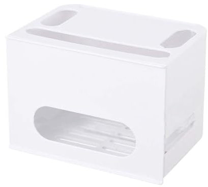 Storage Racks Router Storage Box Floating Shelves Cable Management Box Router Wall Mount Wire Organizer Power Strip Protector Hider(White)
