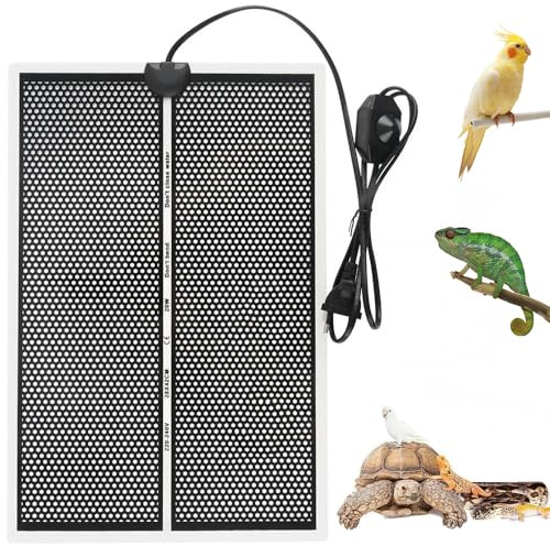 Dhqkqg Reptilvärmefilt, 20 W termisk reptilfilt, termisk reptilmatta, justerbar värmare, termisk terrariumfilt, för ödla, orm, sköldpadda (42 x 28 cm)