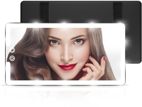 Led Sun Visor Vanity Mirror, Upgraded Large Car Mirrors with Lights, Dimmable Light up Vanity Makeup Mirror for Car,Rechargeable Universal Rear View Visor Mirrors