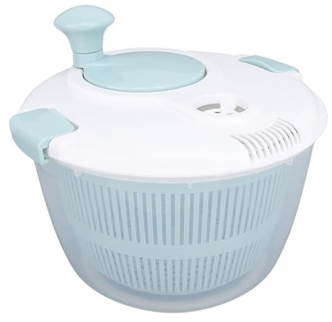 Salad Spinner, 5L Lettuce Spinner with Lid Drain Bowl Colander, Spin and Dry Salad Greens Vegetable Dryer Fruit Washer Spinner for Greens, Herbs, Berries, Fruits