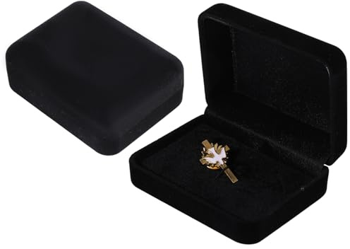 CHGCRAFT 2 cajas de terciopelo para gemelos con clip de corbata, color negro, caja de regalo para compromiso, cumpleaños, aniversario, 2.99 x 1.77 pulgadas