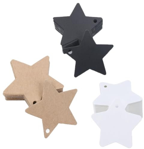 SMTCM 300 Stück Weihnachten Etiketten Stern Geschenkanhänger Kraftpapier Sterne zum Basteln Sternenanhänger Hochzeitanhänger Blanko Weihnachtsanhänger Flaschenetiketten Preisetiketten Namensschilder