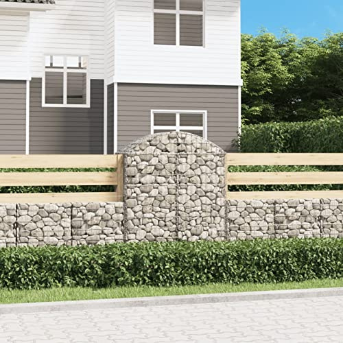 Tidyard Panier de gabions arqué 100x50x120/140 cm Fer galvanisé, Mur à Gabion Clôture en Maille pour Jardin, Terrasse, Arrière-Cour, Extérieur
