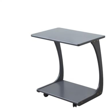 GODFSAHG C-förmiger Beistelltisch mit Rollen für Sofa, Kleiner Rollschreibtisch für Couch, Grauer Teetisch aus Holz, Mini-Beistelltisch für Wohnzimmer