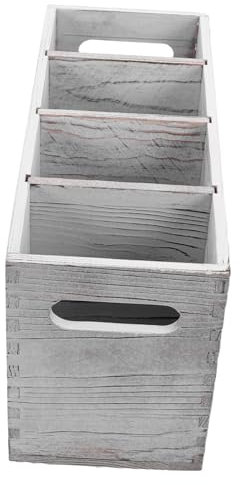 PRETYZOOM Porta Cubiertos de Madera Organizador de Utensilios Cocina 3 Divisores Extraíbles para Encimera