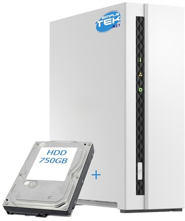 SIMPLETEK - Sistema de almacenamiento en red doméstica NAS con 2 GB RAM, 1-Bay con disco duro de 750 GB preinstalado, USB, LAN gigabit (reacondicionado)