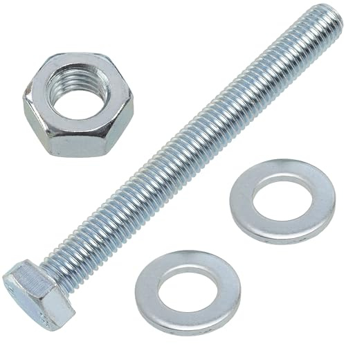AERZETIX - Set di 5 bulloni a testa esagonale M12x110 mm + 10 rondelle M12x24 mm + 5 dadi esagonali M12 per il fai da te e il fissaggio leggero | acciaio