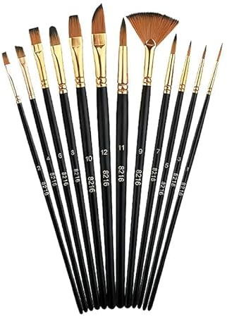 Juego de 12 pinceles de artista, pinceles de pintura acrílica, pincel de pintura al óleo de nailon, pinceles para principiantes, acuarelas
