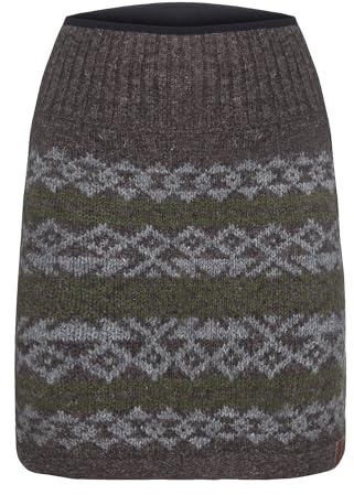 Kunst und Magie Damen Rock Strickrock,Wolle Boho Knielang, Winter (DE/NL/SE/PL, Alphanumerisch, S, M, Regular, Regular, Braun)