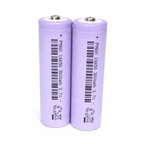 (2 Pack) 3.7V Rechargeable Battery 3000mAh Large Capacity Button Top Batteries, For DIY, Power Tools, Flashlight, Camera,Doorbell,Headlamp
