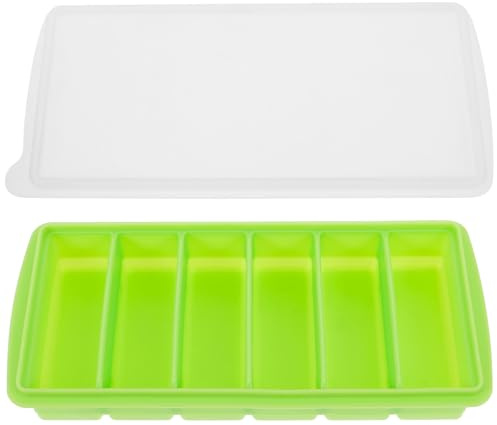 Bac à Glaçons en Silicone 6 Compartiments avec Couvercle Bleu | Qualité Alimentaire, 1 Pièce, Couvercle Amovible, Limite les Déversements Odeurs du Congélateur