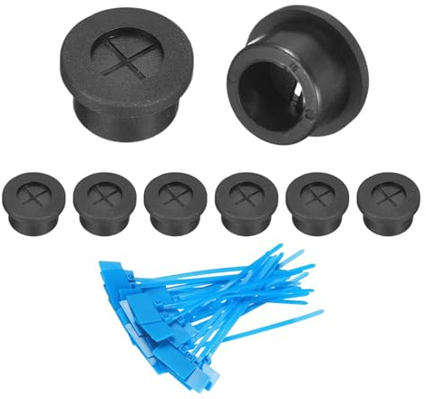 QUARKZMAN 8 Piezas De Pasa Cables, 5/8(16mm) Protector De Goma Para Escritorio Con Bridas Marcadas Para Protección De Cables En Hogar Y Oficina, Negro