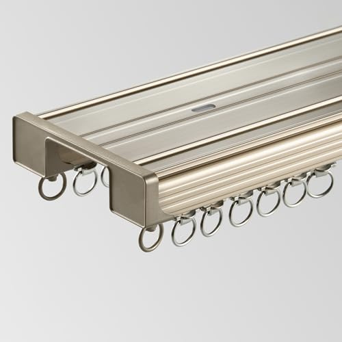 Riel de cortina de techo personalizable de 60 a 680 cm, silencioso, de aluminio, 2 carriles, para cortinas correderas, acabado en D, 5,2 m, ideal para decoración del hogar
