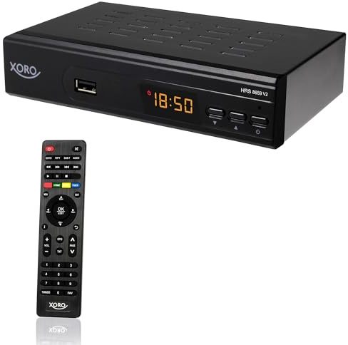 XORO HRS 8659 V2 Récepteur Satellite HD (DVB-S/S2, HDMI et péritel, Lecteur multimédia USB, liste des Stations préprogrammées, réception Radio, Unicable 1+2)
