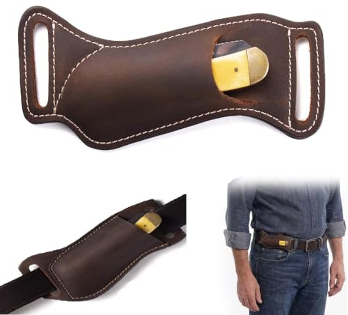 KAHZOR Etui Couteau Ceinture, Etui Couteau Cuir Pour Couteaux Pliants, Etui Couteau Suisse Pour Ceinture, Étui Couteau Idéal Pour Escalader Une Montagne, Chasse, Camping, Randonnée, Couteaux De Poche